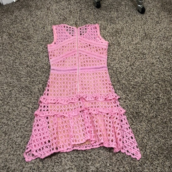 Francesca’s Collection Mini Dress Size XS Pastel Pink Guipure Lace - Picture 5 of 7